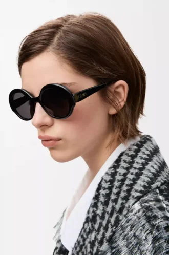 Runde Slim-Sonnenbrille Schwarz