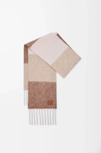 Schal aus Alpaka-Woll-Mischung in Mokka/Beige
